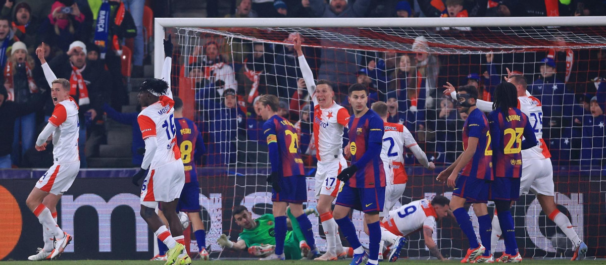 Imagen del Slavia de Praga - FC Barcelona de la fase de liga de Champions