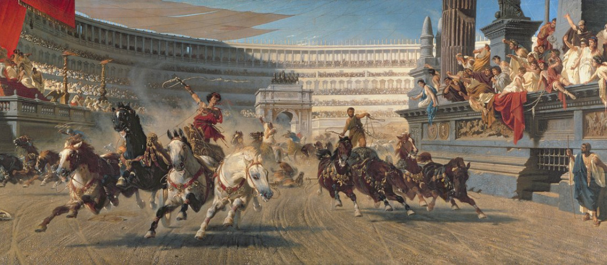 La carrera de cuadrigas, c.1882 (óleo sobre lienzo)