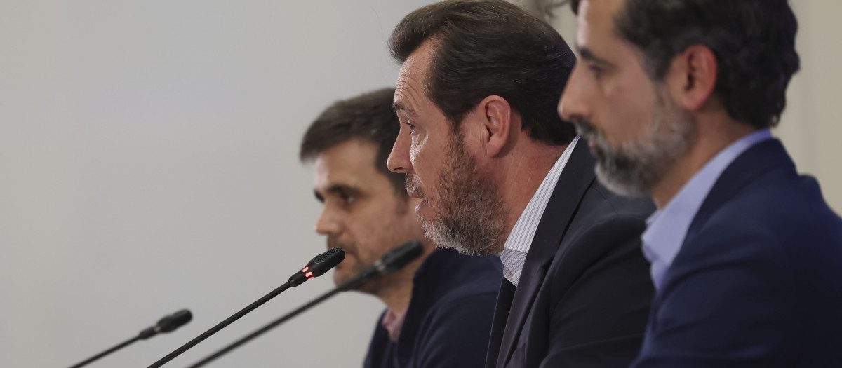 El ministro de Transportes, Óscar Puente, el miércoles durante su comparecencia ante la prensa