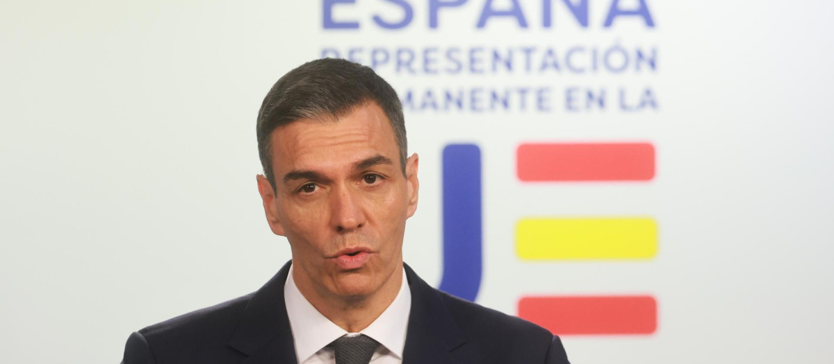 Sánchez durante su comparecencia tras el Consejo Europeo celebrado en Bruselas