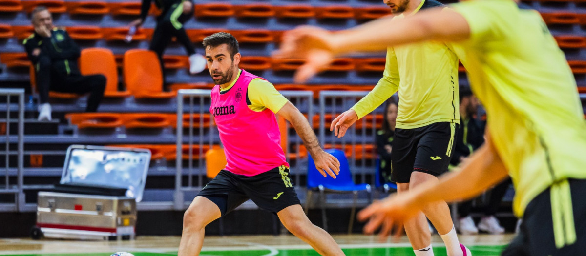 Cecilio, en un entrenamiento con la selección española