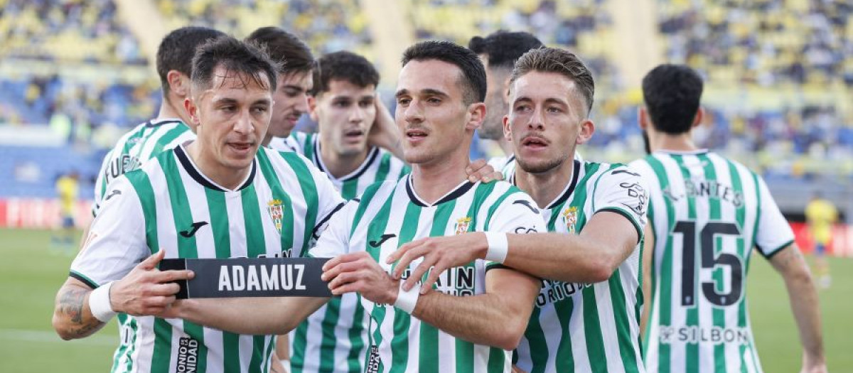 Diego Bri celebra el tanto en Las Palmas recordando a Adamuz