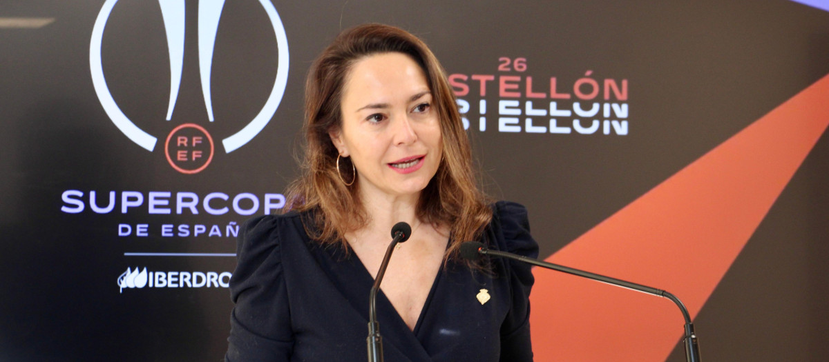 Begoña Carrasco en la presentación del partido España-Islandia