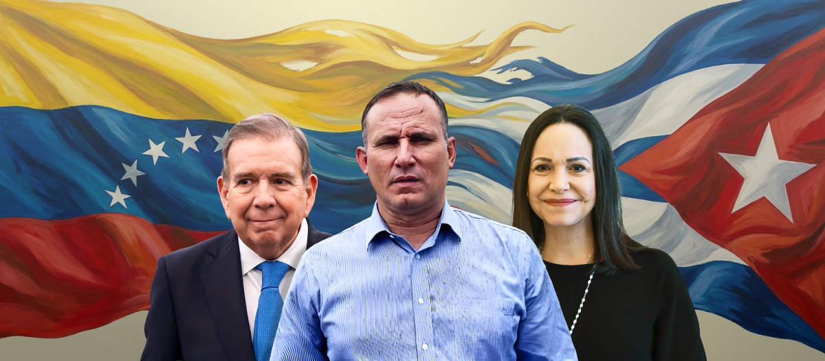 Fotomontaje de María Corina Machado, Edmundo González Urrutia y José Daniel Ferrer