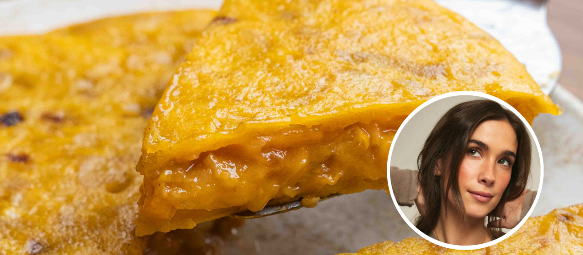 Montaje con una tortilla de la Martinuca y María Pombo, socia de la marca