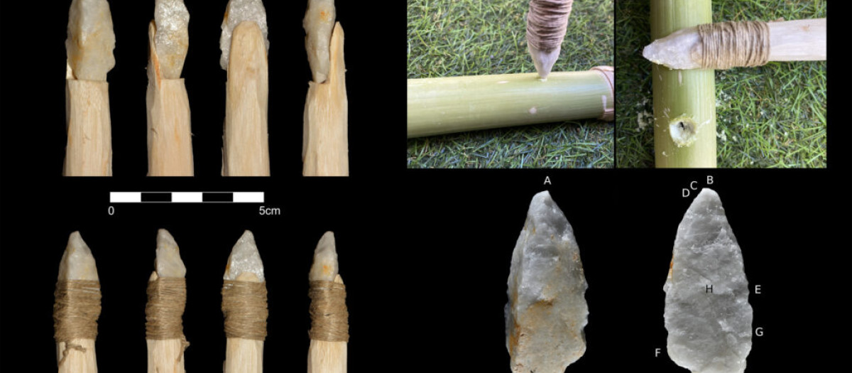 Perforador de cuarzo experimental, enmangado (tipo yuxtapuesto)