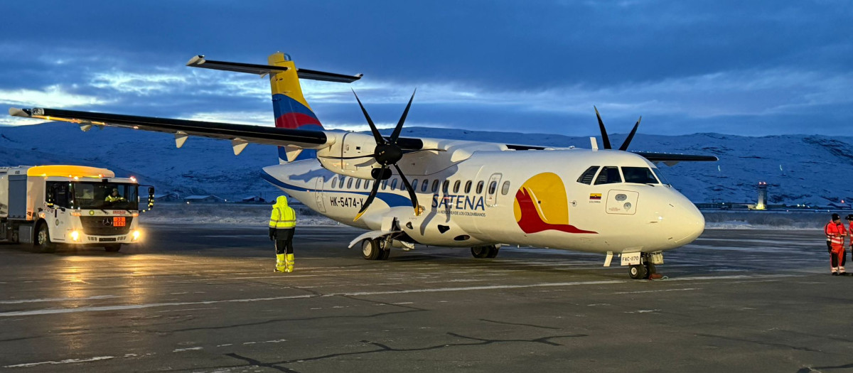 Un avión de la aerolínea colombiana Satena