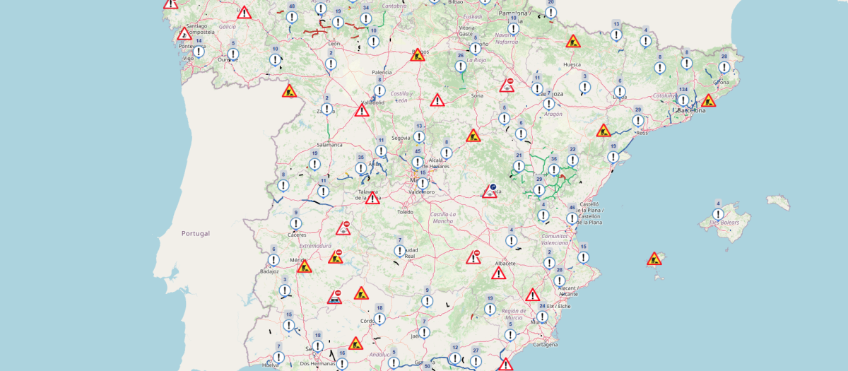 Mapa de incidencias a las 7:00 horas