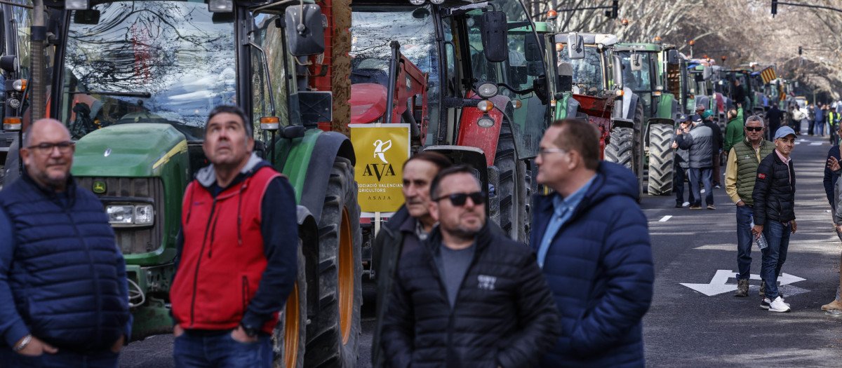 Imagen de la tractorada en la ciudad de Valencia.
