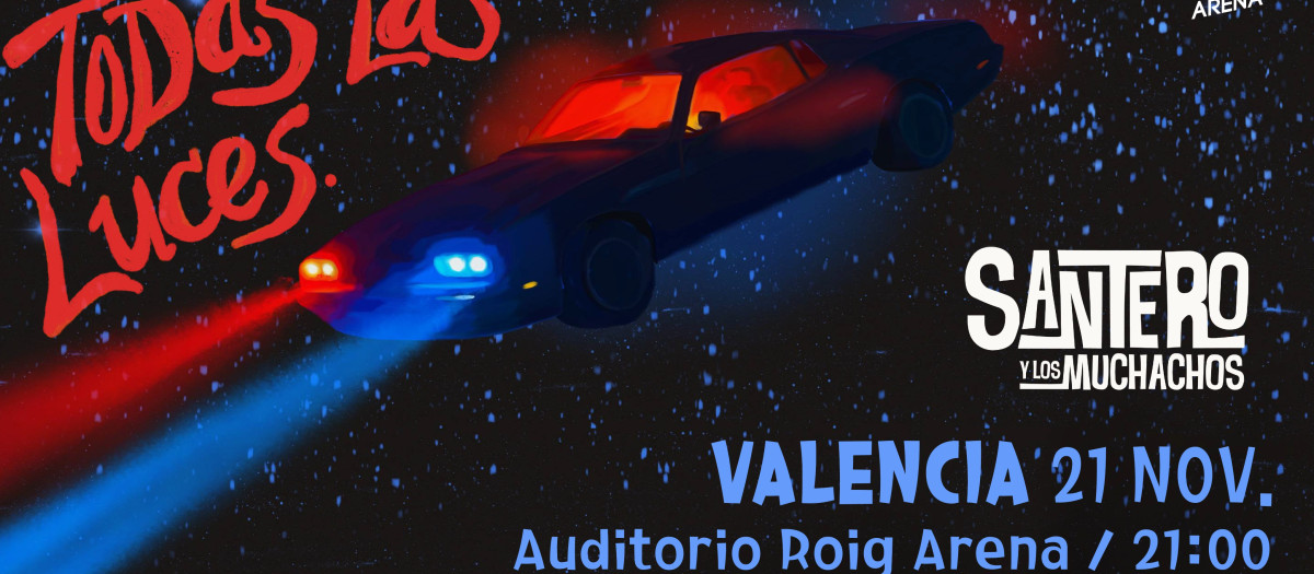 Cartel promocional del concierto de Santero y Los Muchachos en el Roig Arena