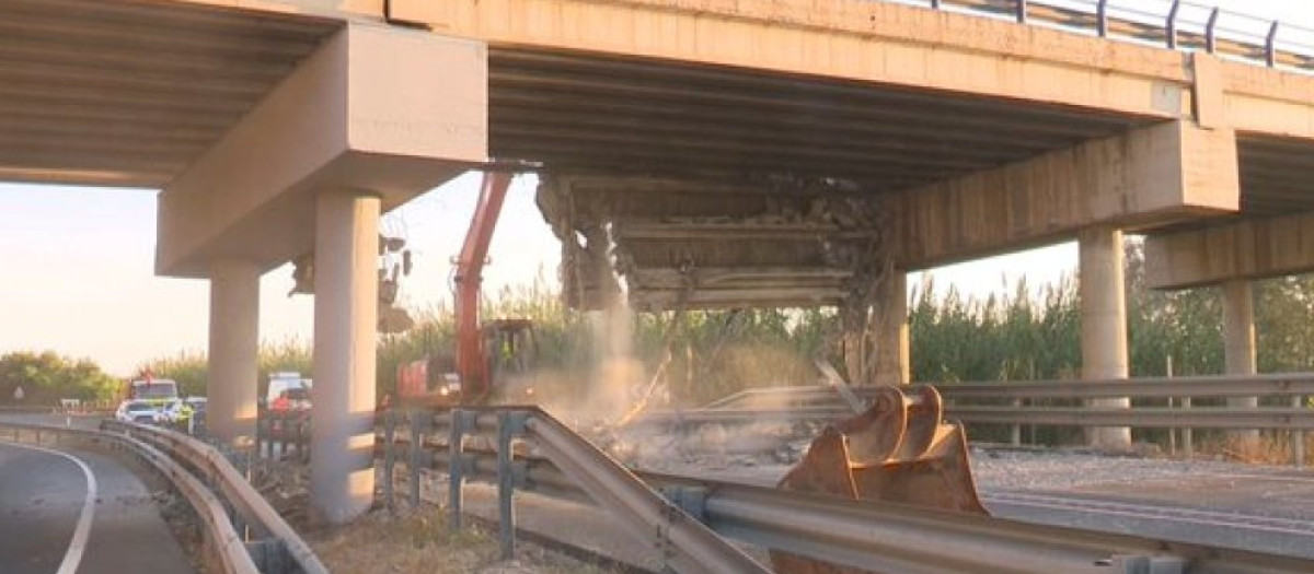 Imagen de archivo del puente destrozado en Gandía, Valencia, tras el accidente de septiembre de 2025