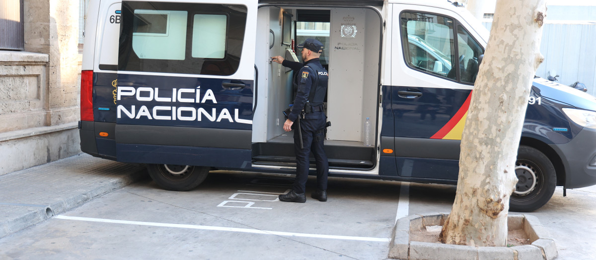 Un furgón policial con el detenido por, presuntamente, golpear con un martillo a su mujer, llega a los juzgados de Vía Alemania, a 1 de febrero de 2024, en Palma de Mallorca, Mallorca, Baleares (España). Un hombre de 50 años fue detenido el pasado martes como presunto autor de una tentativa de asesinato, según informaron fuentes cercanas al caso. Los hechos tuvieron lugar en Palma alrededor de las 3.00 horas, y el mismo acusado fue quien llamó a la Policía; cuando llegaron los agentes, la mujer estaba consciente e ingresó en el hospital de Son Espases en estado grave. La Policía Nacional ya ha tomado declaración a la mujer agredida, en el hospital, y ahora, la fiscalía debe solicitar, o no, el ingreso en prisión del acusado, tras basarse en los hechos ocurridos.

Isaac Buj / Europa Press
01 FEBRERO 2024;JUICIO;ASESINATO;MARTILLAZO;CRIMEN MACHISTA;FURGÓN POLICIAL;POLICÍA;POLICÍA NACIONAL
01/2/2024
