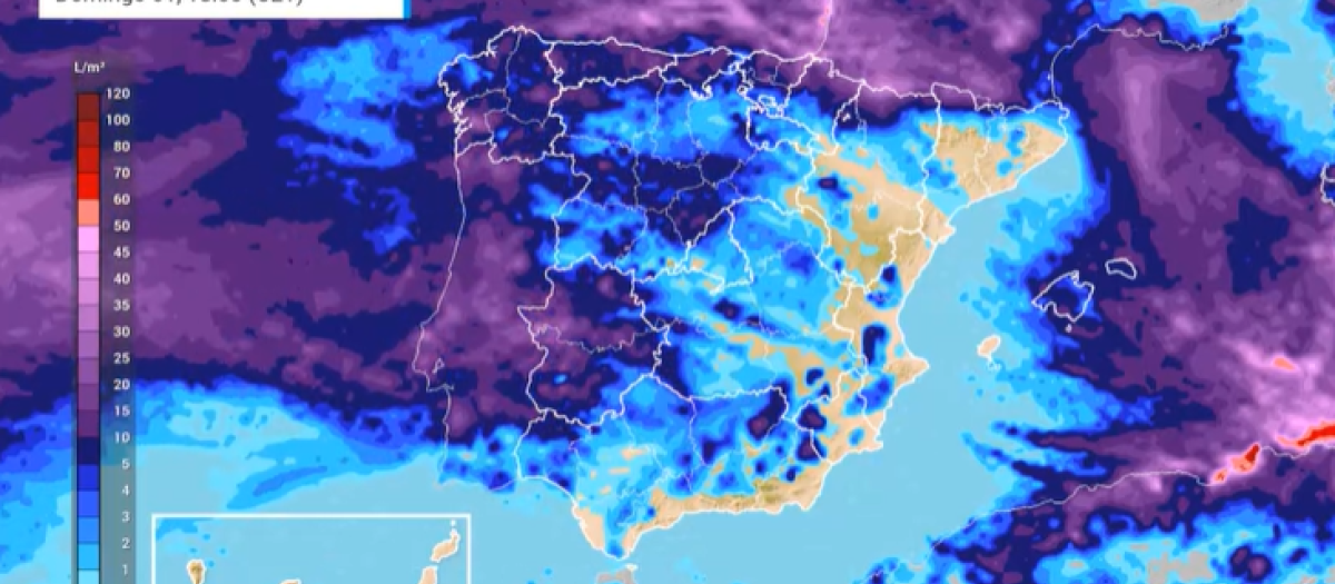 Precipitación acumulada de cara a este domingo, 1 de febrero