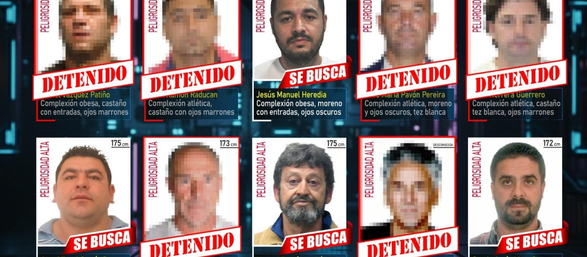Lista de "Los 10 más buscados" difundida el pasado mes de noviembre, ya se ha capturado a cuatro de ellos

REMITIDA / HANDOUT por POLICÍA NACIONAL
Fotografía remitida a medios de comunicación exclusivamente para ilustrar la noticia a la que hace referencia la imagen, y citando la procedencia de la imagen en la firma
02/2/2026