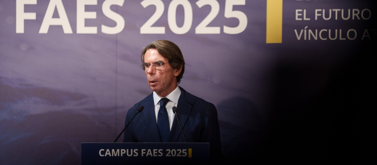 El expresidente del Gobierno, José María Aznar, durante la clausura del Campus FAES,