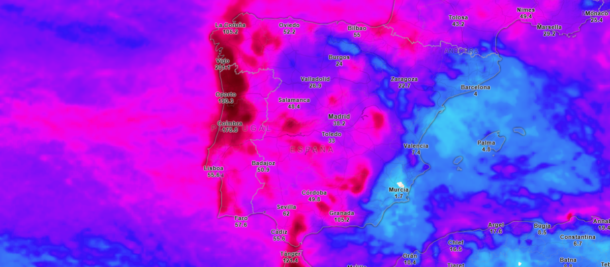 Precipitación acumulada hasta el miércoles