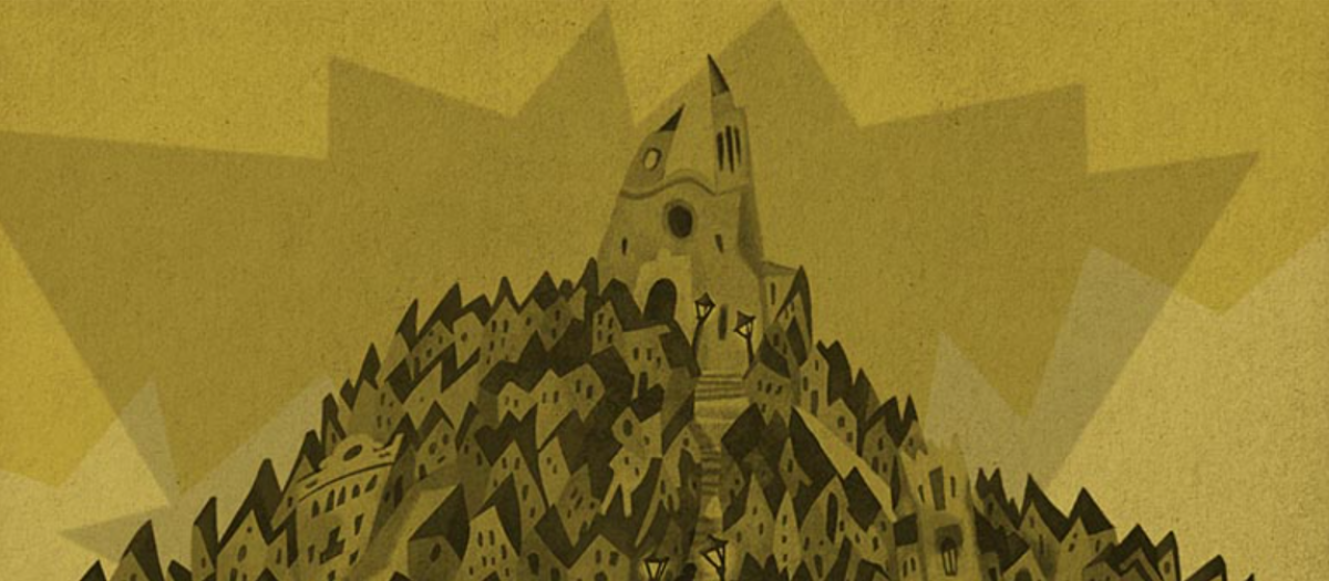 Detalle del cartel del Festival de Sitges de 2020, con la iglesia reimaginada en clave expresionista alemana