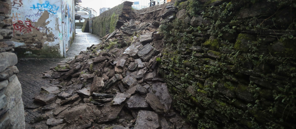 Se derrumba parte de la muralla romana de Lugo