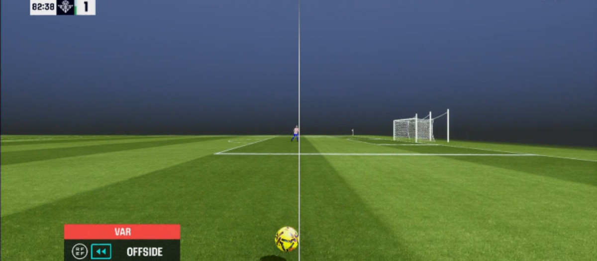 Imagen oficial del VAR en el gol anulado al Atlético de Madrid