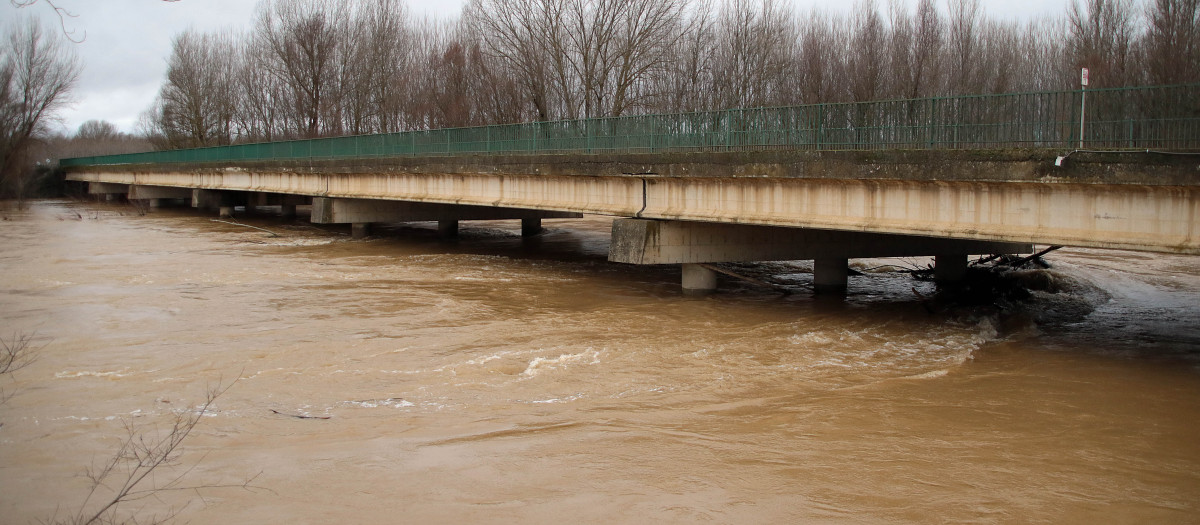 El río Bernesga se desborda a su paso por Puente Castro (León)