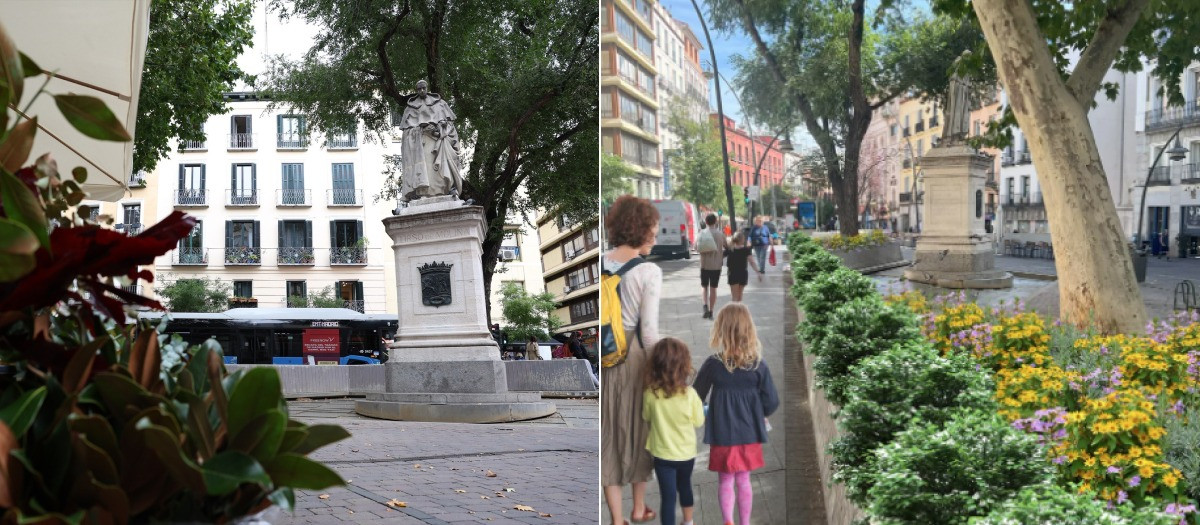 Comparativa de la plaza del Tirso de Molina