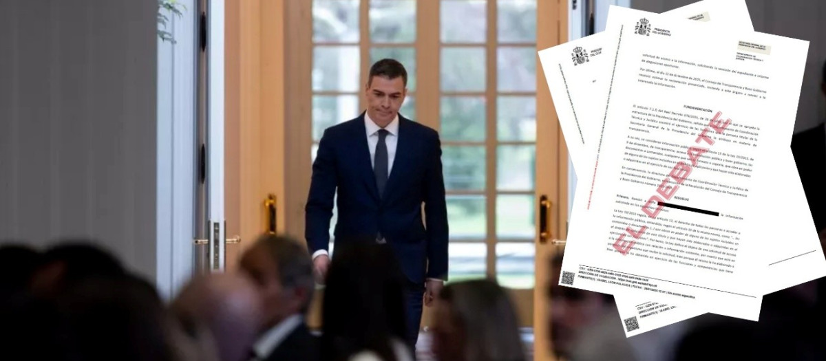 Montaje del presidente del Gobierno, Pedro Sánchez, en el Complejo de La Moncloa