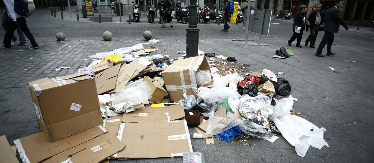 Basura en las calles de Madrid