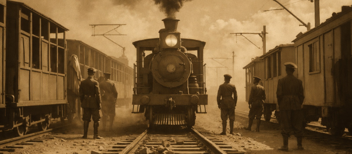 Recreación de un tren en una estación