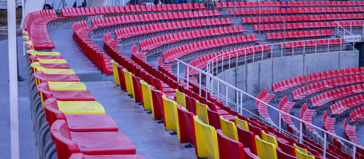 Gradas del Estadio Olímpico de Terrassa (Barcelona), donde tuvo lugar la detención