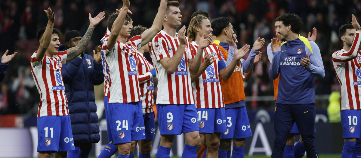 Los jugadores del Atlético de Madrid tras la victoria ante el FC Barcelona en Copa del Rey