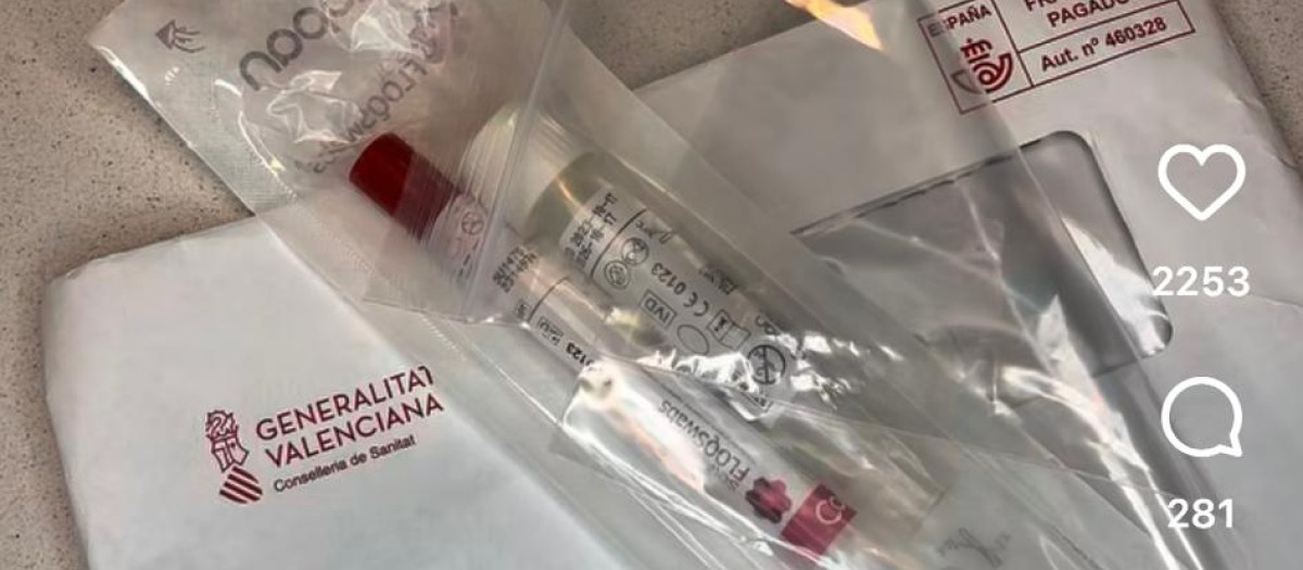 Kit para realizar la autoprueba del VPH que ha mandado la Generalitat Valenciana