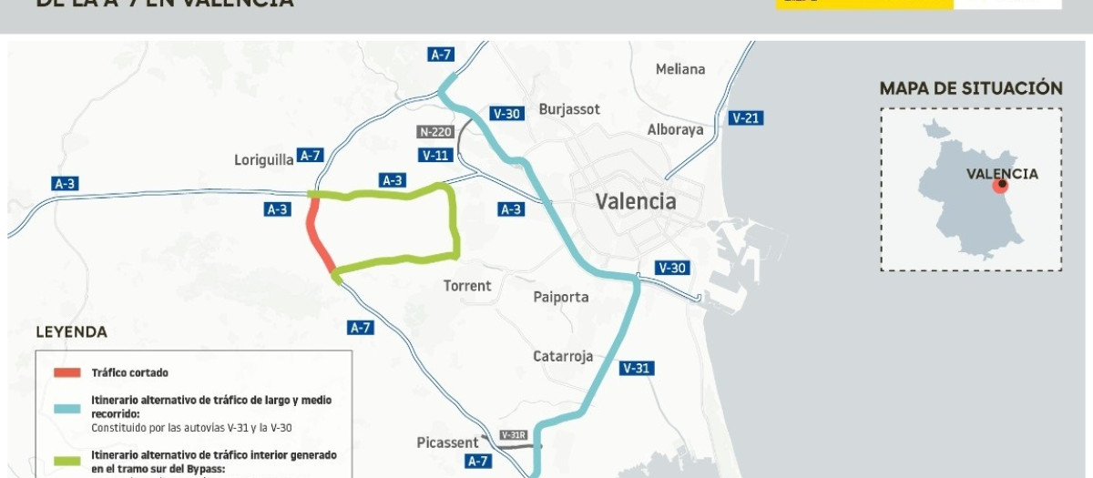 Imagen del mapa con la zona afectada