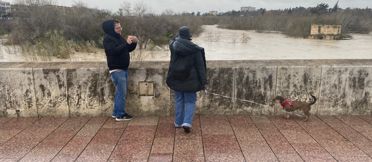 Dos turistas en el Puente Romano de Córdoba