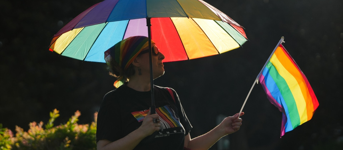 Imagen de archivo de una mujer en una manifestación del Orgullo LGTBI en Valencia