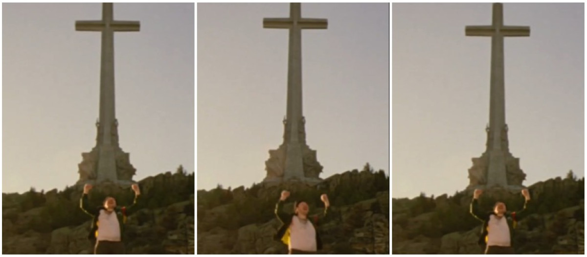 Santiago Segura, imitando a Rocky Balboa en el Valle de los Caídos para Torrente Presidente