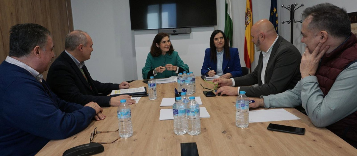 Rocío Blanco, junto a María Dolores Gálvez (centro, al fondo), en su reunión con los representantes  de las asociaciones de arte sacro de Jaén, Cádiz y Córdoba