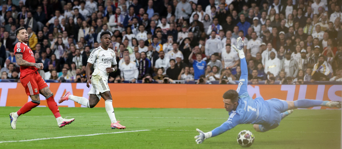 Vinicius Junior supera a Trubin para hacer el 2-1 en el Bernabéu