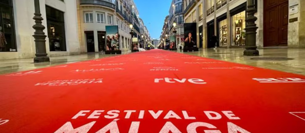 Alfombra roja en la calle Larios de Málaga con motivo del Festival de Cine