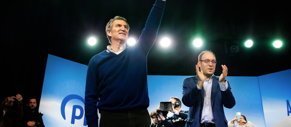 El presidente del Partido Popular, Alberto Núñez Feijóo, este viernes, en Salamanca