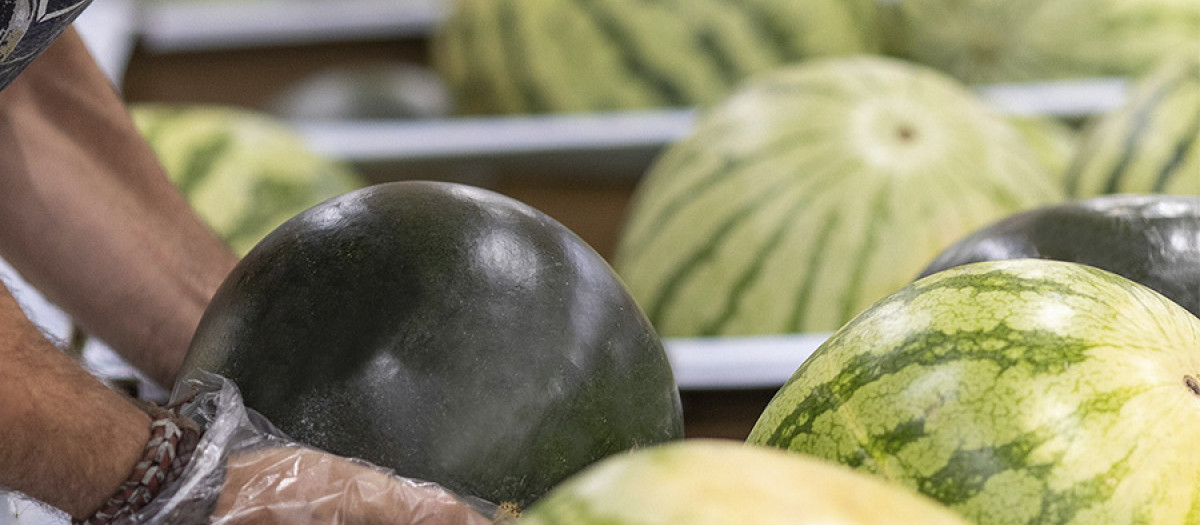 Imagen de una sandías tomada en un supermercado de Mercadona