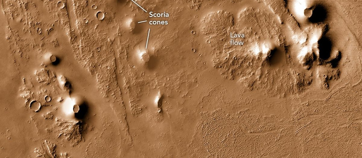 Conos volcánicos hallados en la región Ulysses Colles de Marte