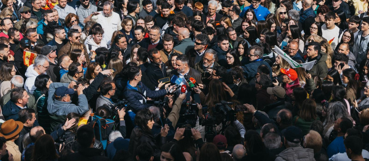 Santiago Abascal, este martes, en La Bañeza (León)