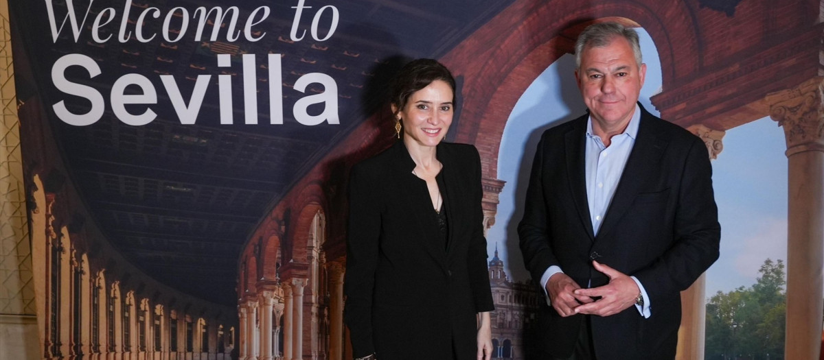 El alcalde de Sevilla, José Luis Sanz, junto a la presidenta de la Comunidad de Madrid, Isabel Díaz Ayuso, en la presentación de la Bienal de  Flamenco en Nueva York

REMITIDA / HANDOUT por AYUNTAMIENTO DE SEVILLA
Fotografía remitida a medios de comunicación exclusivamente para ilustrar la noticia a la que hace referencia la imagen, y citando la procedencia de la imagen en la firma
08/3/2026