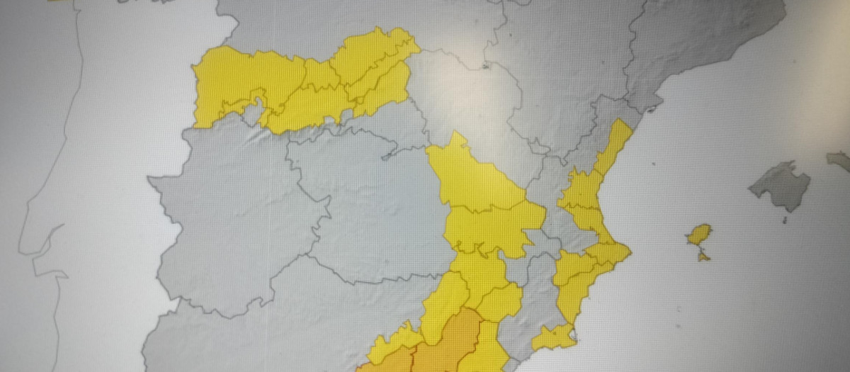 Imagen de los avisos de la Aemet para este martes 10 de marzo