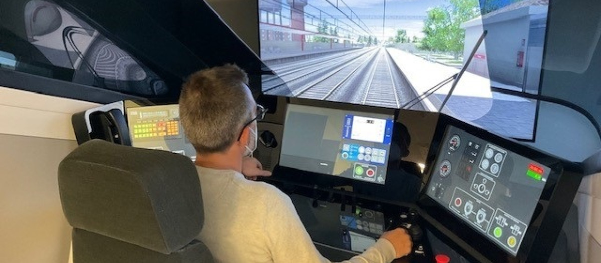 Maquinista en un simulador