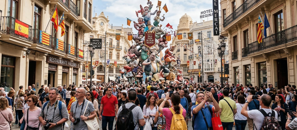Imagen tomada en Valencia en plenas Fallas