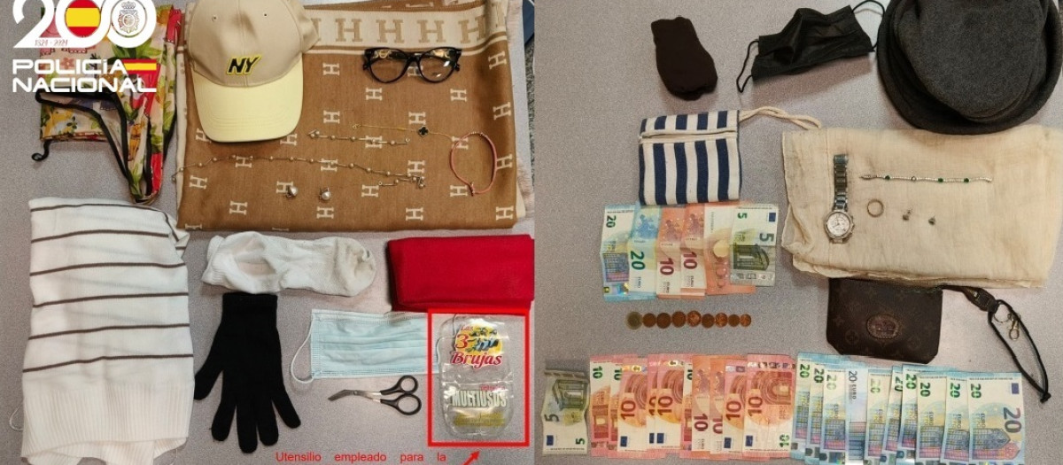 Objetos incautados a las tres detenidas en Burgos