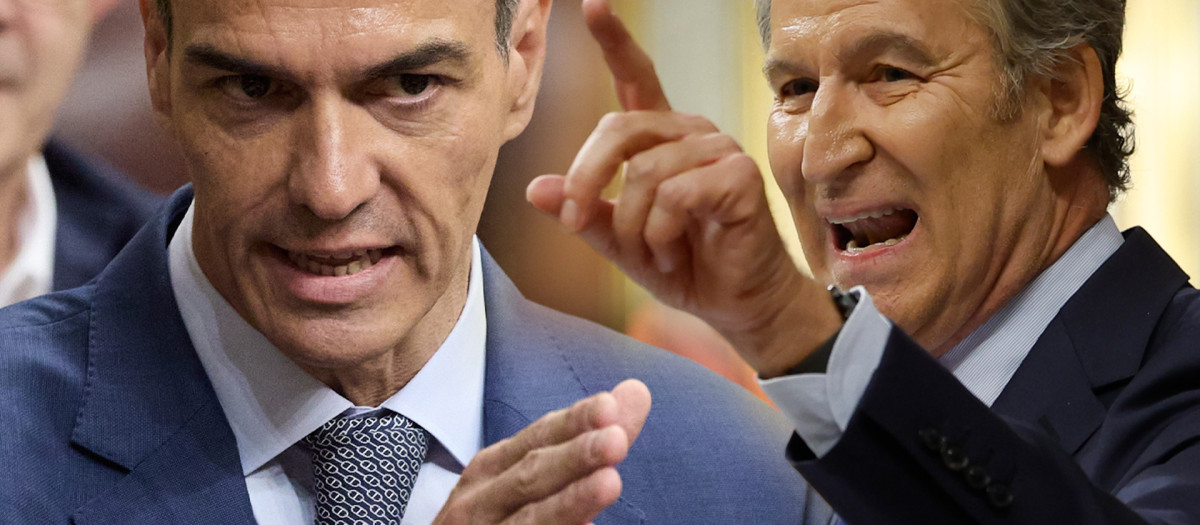 Fotomontaje de Pedro Sánchez y Núñez Feijóo