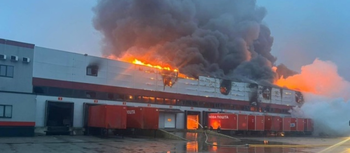 Drones rusos destruyeron una terminal de Nova Post en Lutsk