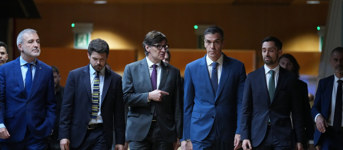 Salvador Illa y Pedro Sánchez, a su llegada al European Pulse Forum 2026